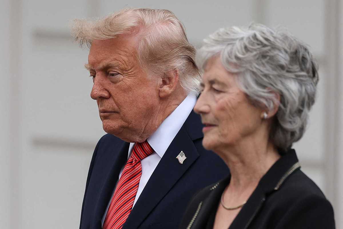 Left, Donald Trump, and right, Catherine Connolly, standing side-by-side.