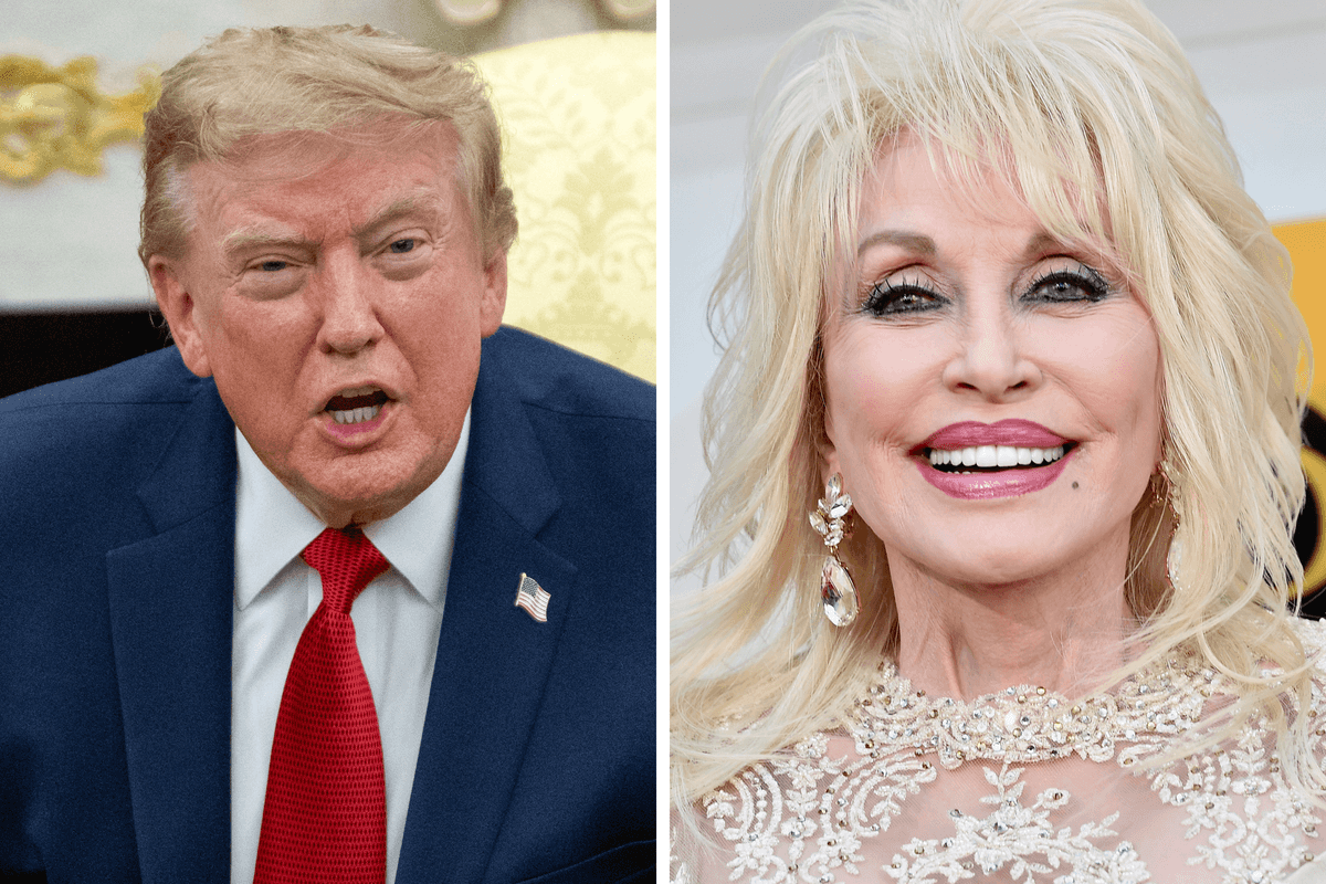 Left, Donald Trump. Right, Dolly Parton.