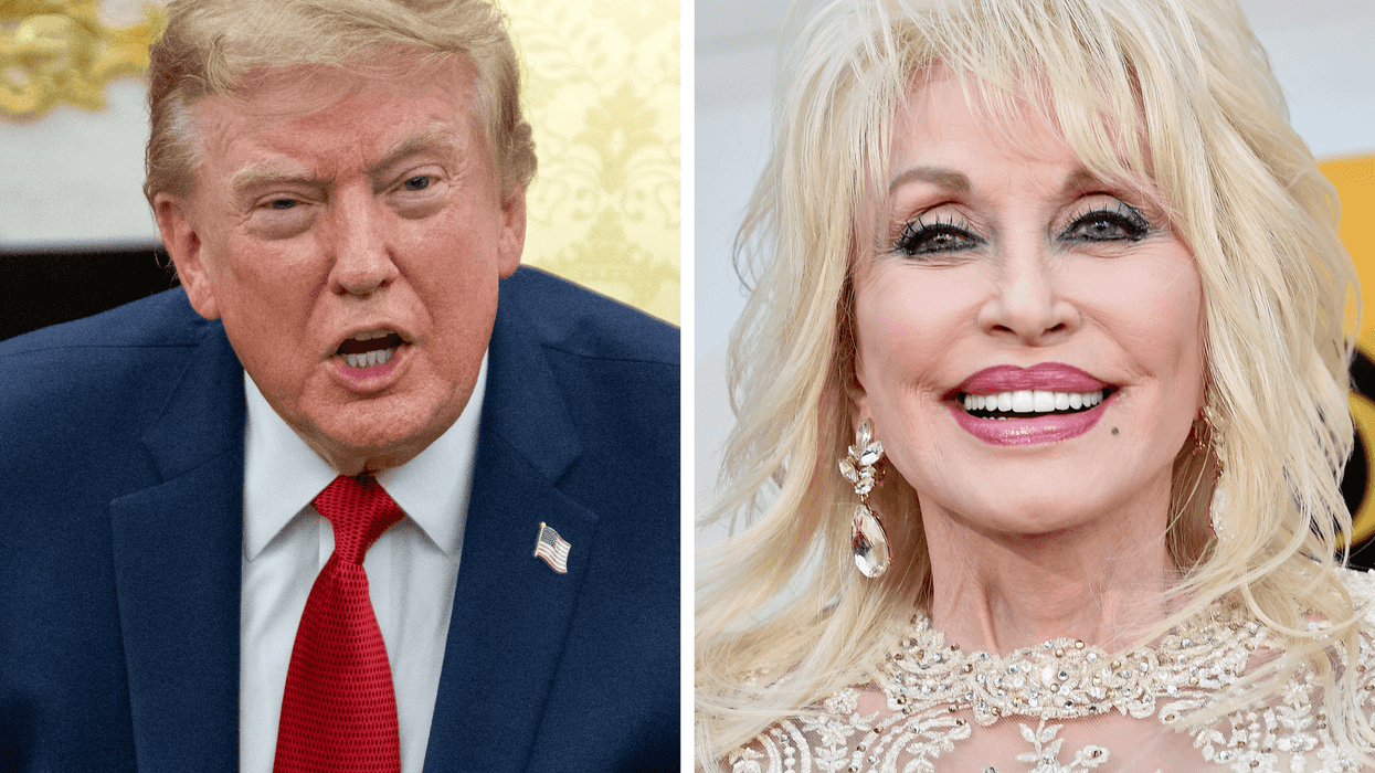 Left, Donald Trump. Right, Dolly Parton.