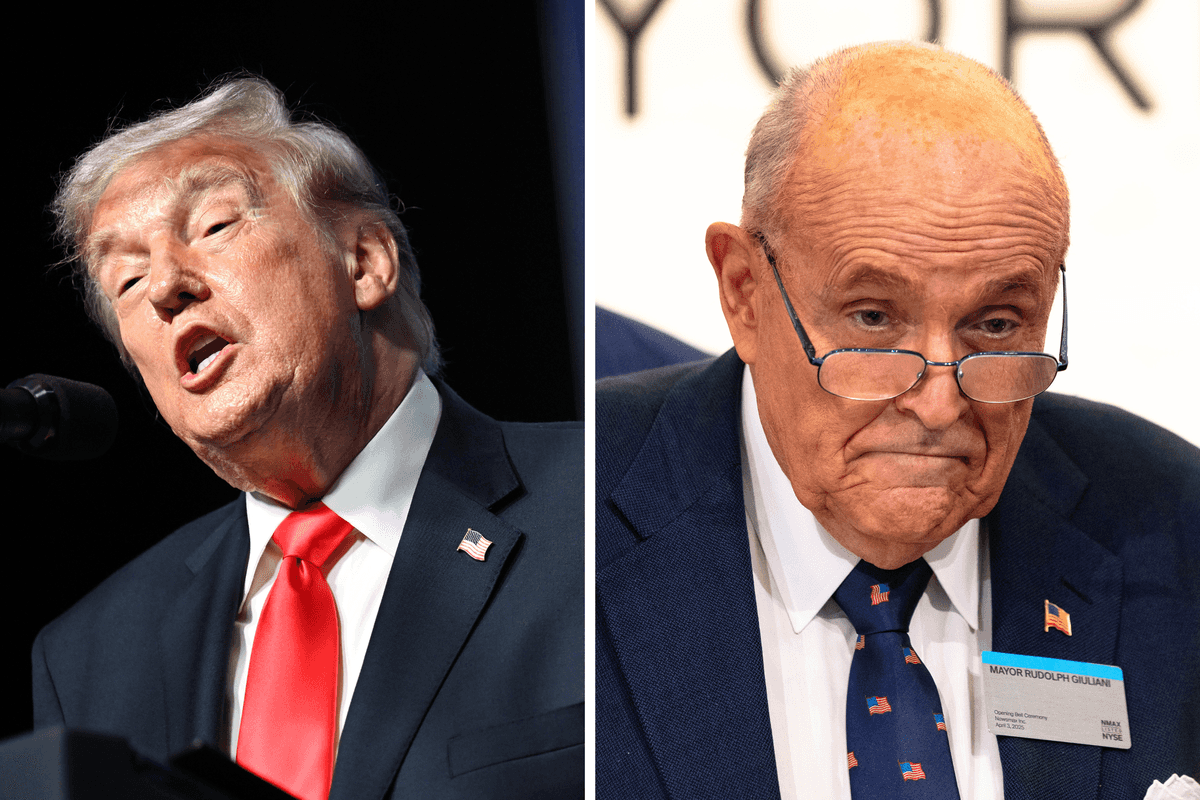 Left, Donald Trump. Right, Rudy Giuliani.
