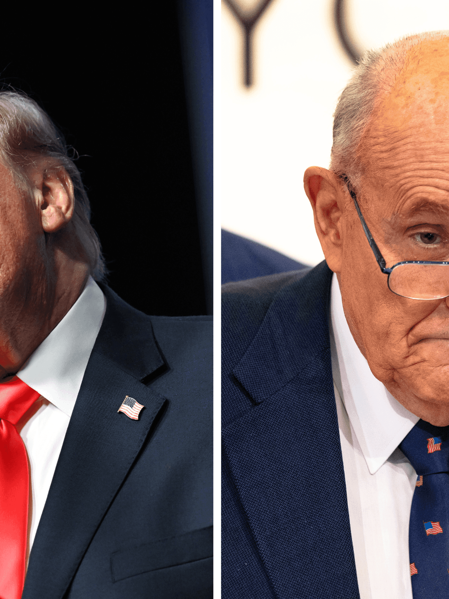 Left, Donald Trump. Right, Rudy Giuliani.