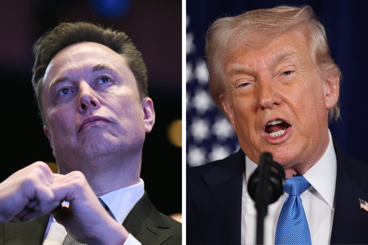 Left, Elon Musk. Right, Donald Trump.