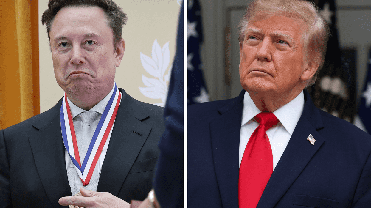 Left, Elon Musk. Right, Donald Trump.