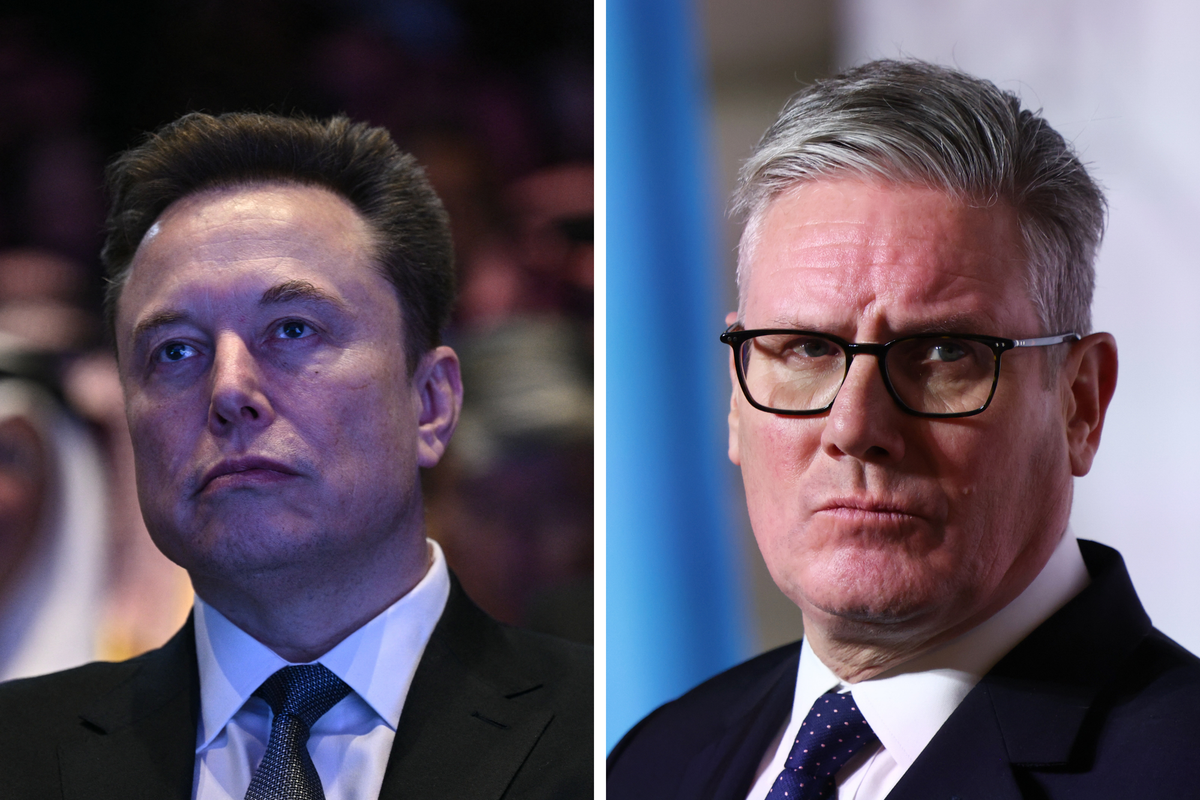 Left, Elon Musk. Right, Keir Starmer.