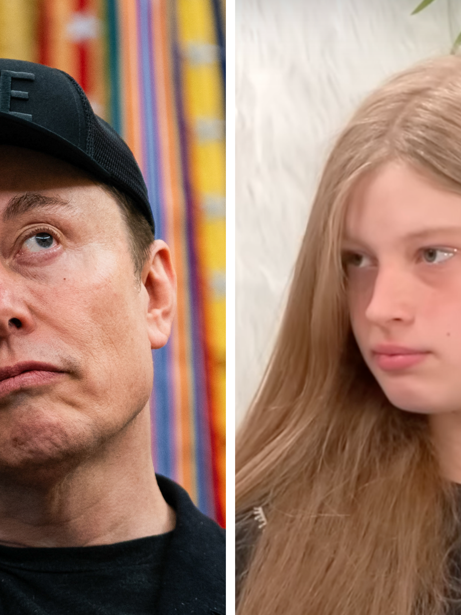Left, Elon Musk. Right, Vivian Jenna Wilson.