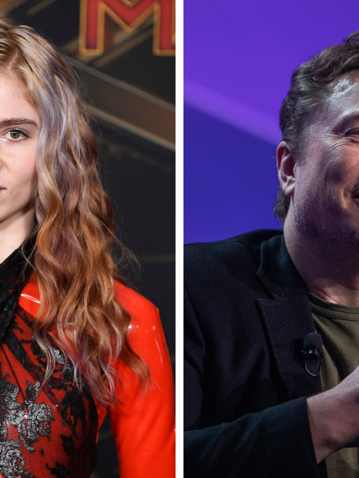 Left, Grimes. Right, Elon Musk.