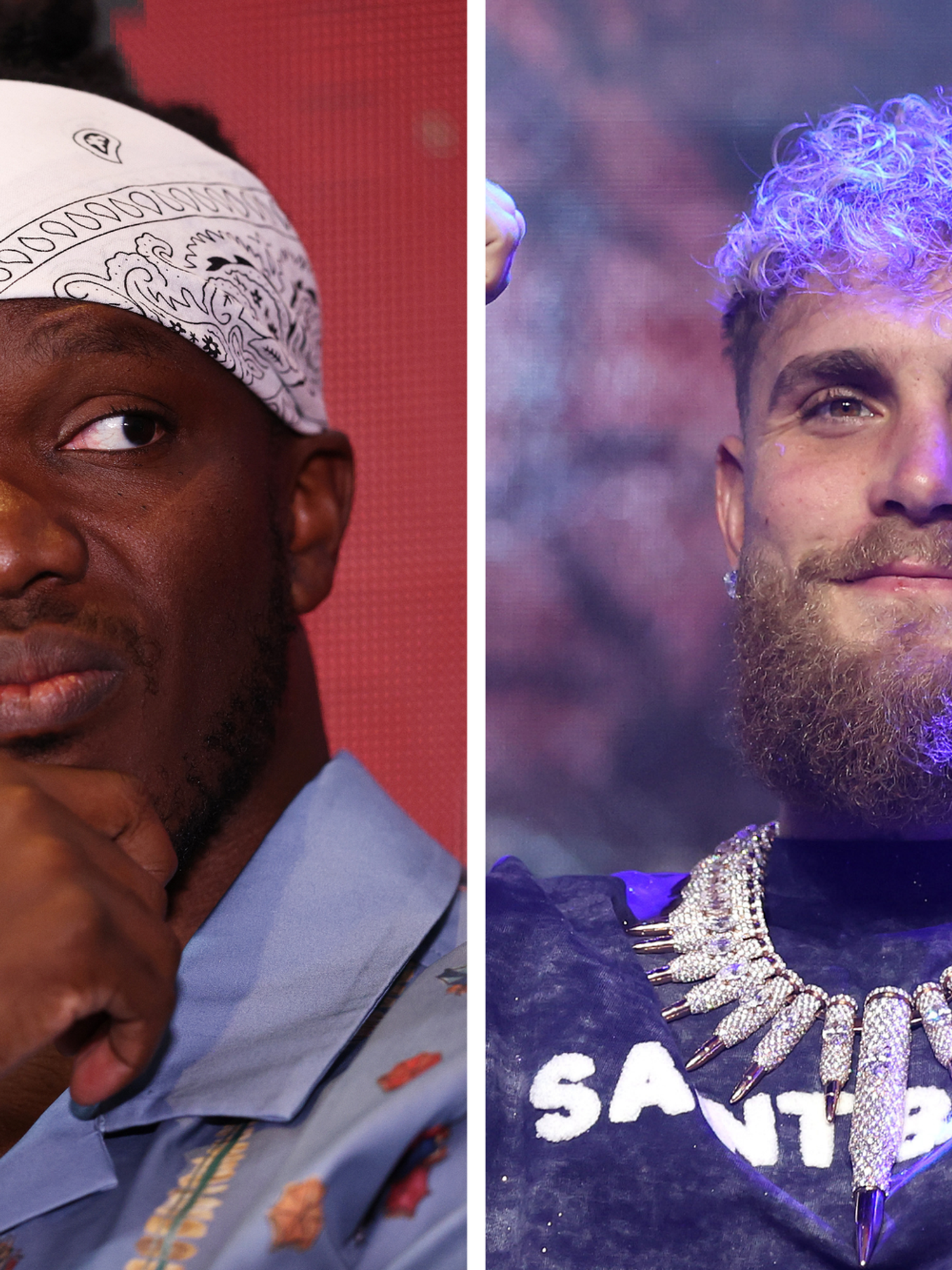 Left, KSI. Right, Jake Paul.