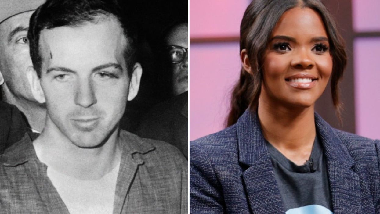 <p>(Left) Lee Harvey Oswald, who assassinated JFK in 1963, served in the military beforehand (Right) Conservative commentator, Candace Owens</p>