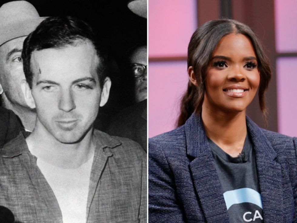 <p>(Left) Lee Harvey Oswald, who assassinated JFK in 1963, served in the military beforehand (Right) Conservative commentator, Candace Owens</p>