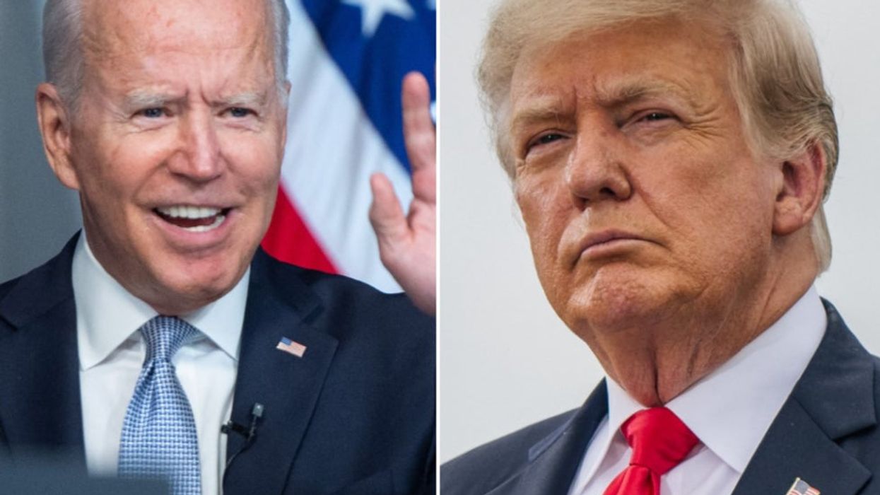 <p>(Left) President Biden (Right) Former President Donald Trump</p>