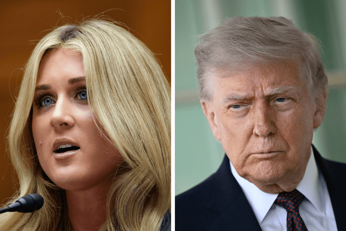 Left, Riley Gaines. Right, Donald Trump.