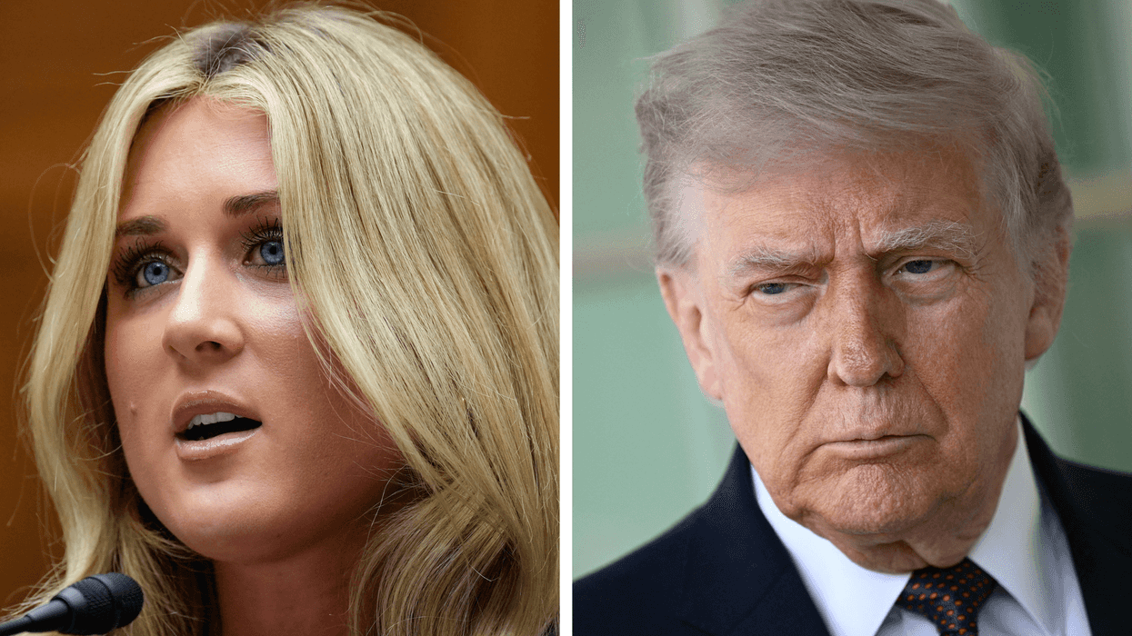 Left, Riley Gaines. Right, Donald Trump.