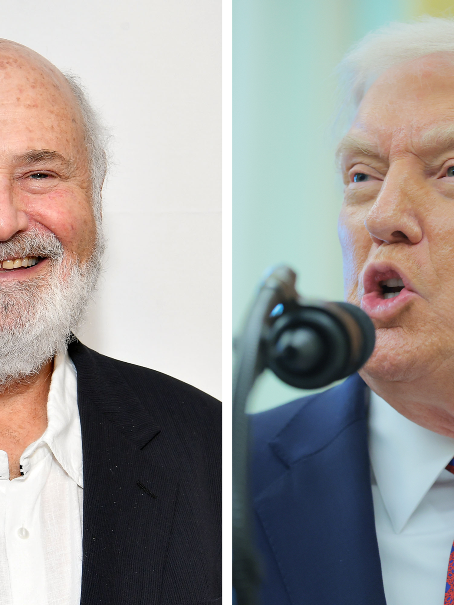 Left, Rob Reiner. Right, Donald Trump.