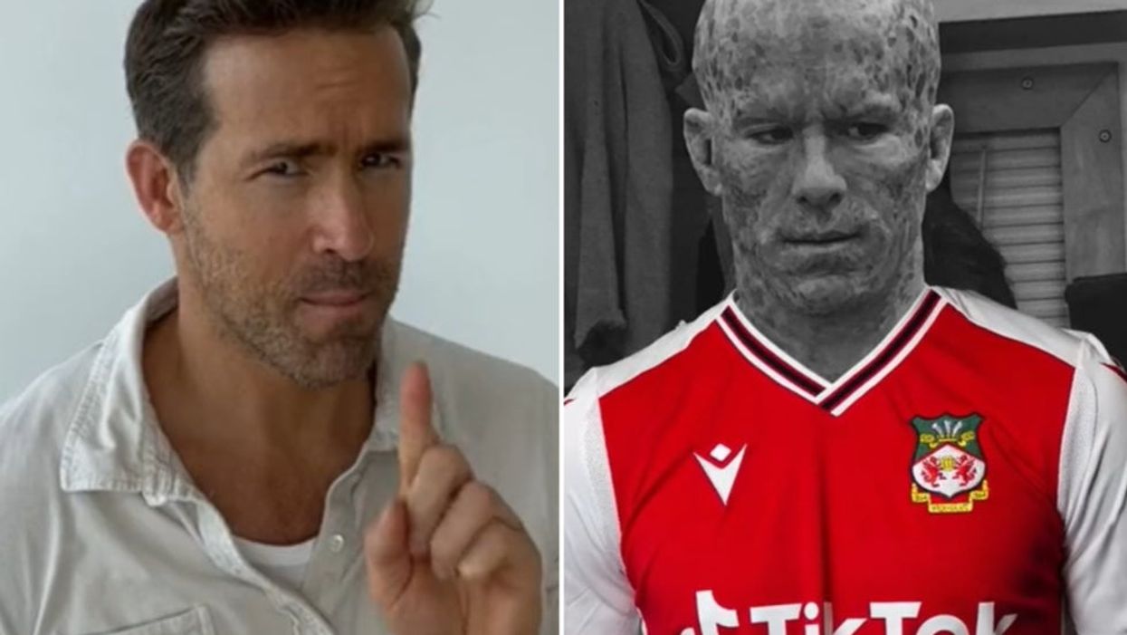 <p>(Left) Ryan Reynolds in his first TikTok lip-synching (Right) His second TikTok referencing his club Wrexham County FC</p>