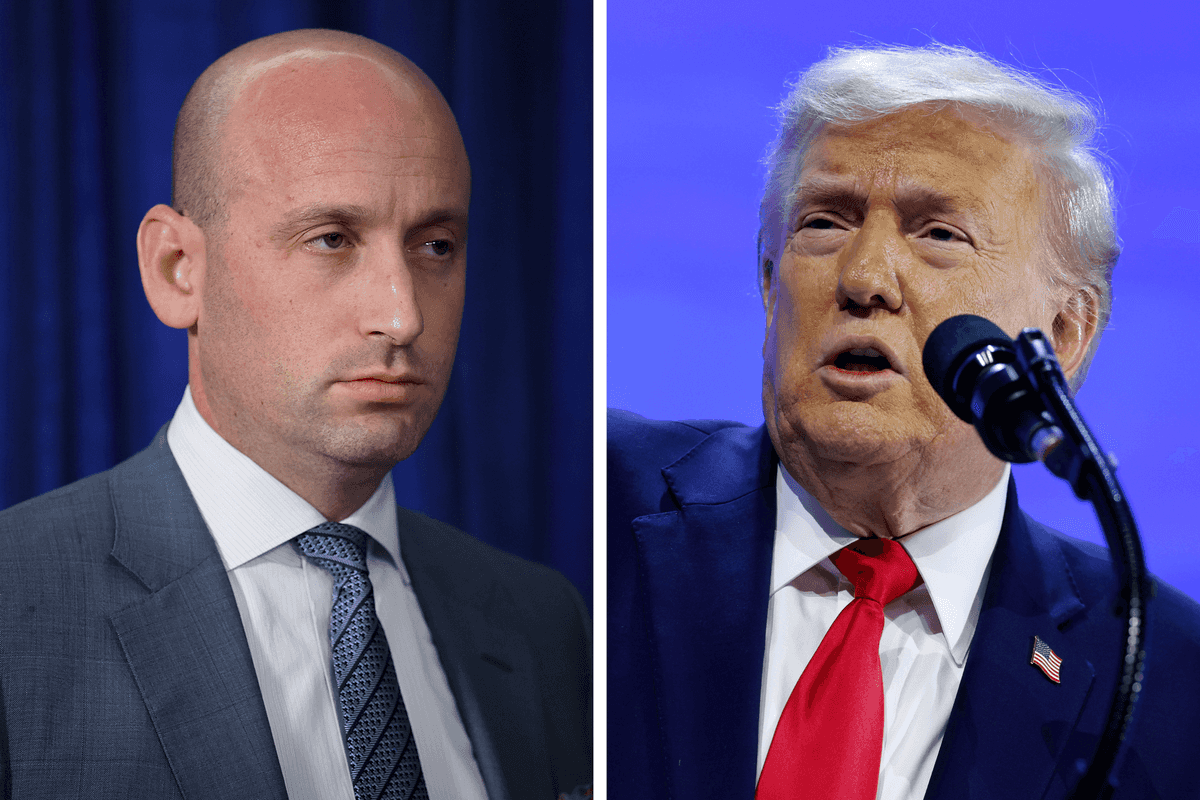 Left, Stephen Miller. Right, Donald Trump.