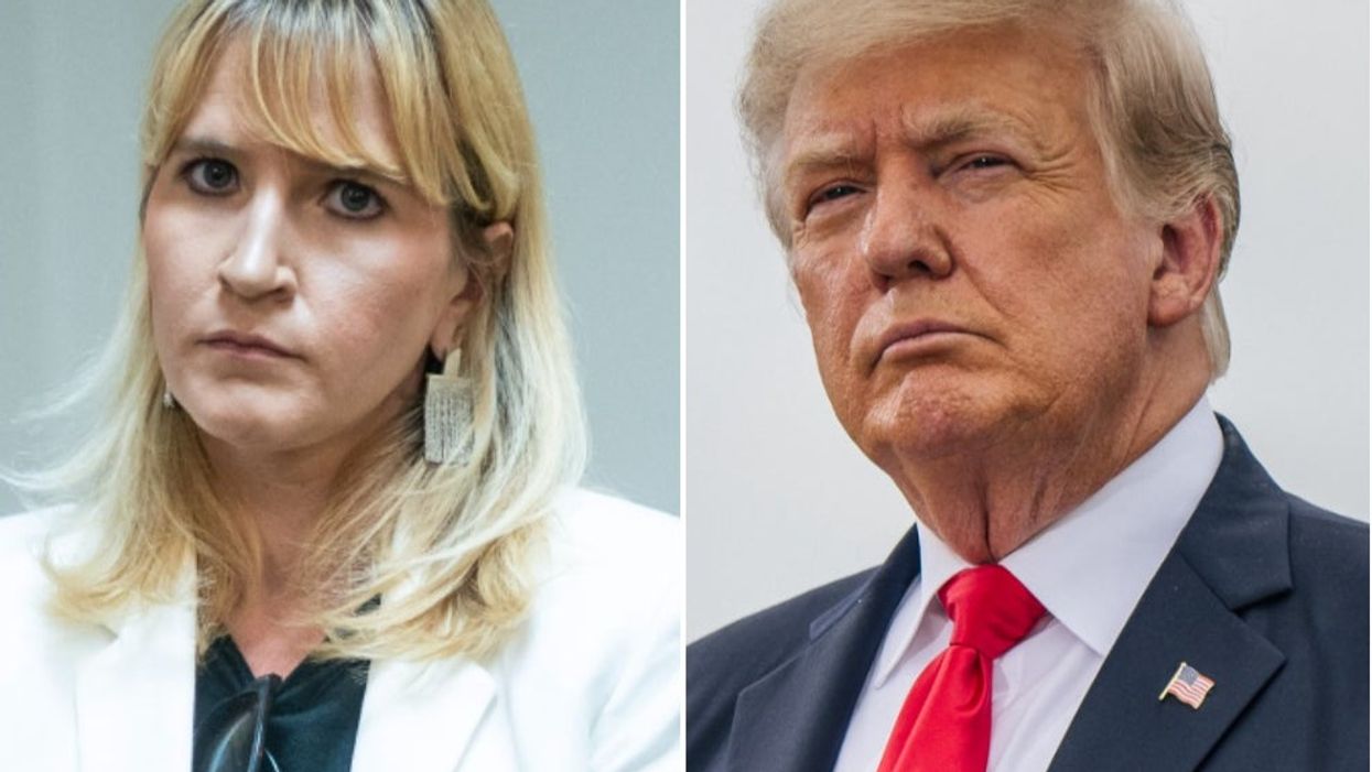 <p>(Left) Trump’s new spokesperson, Liz Harrington (Right) Donald Trump</p>