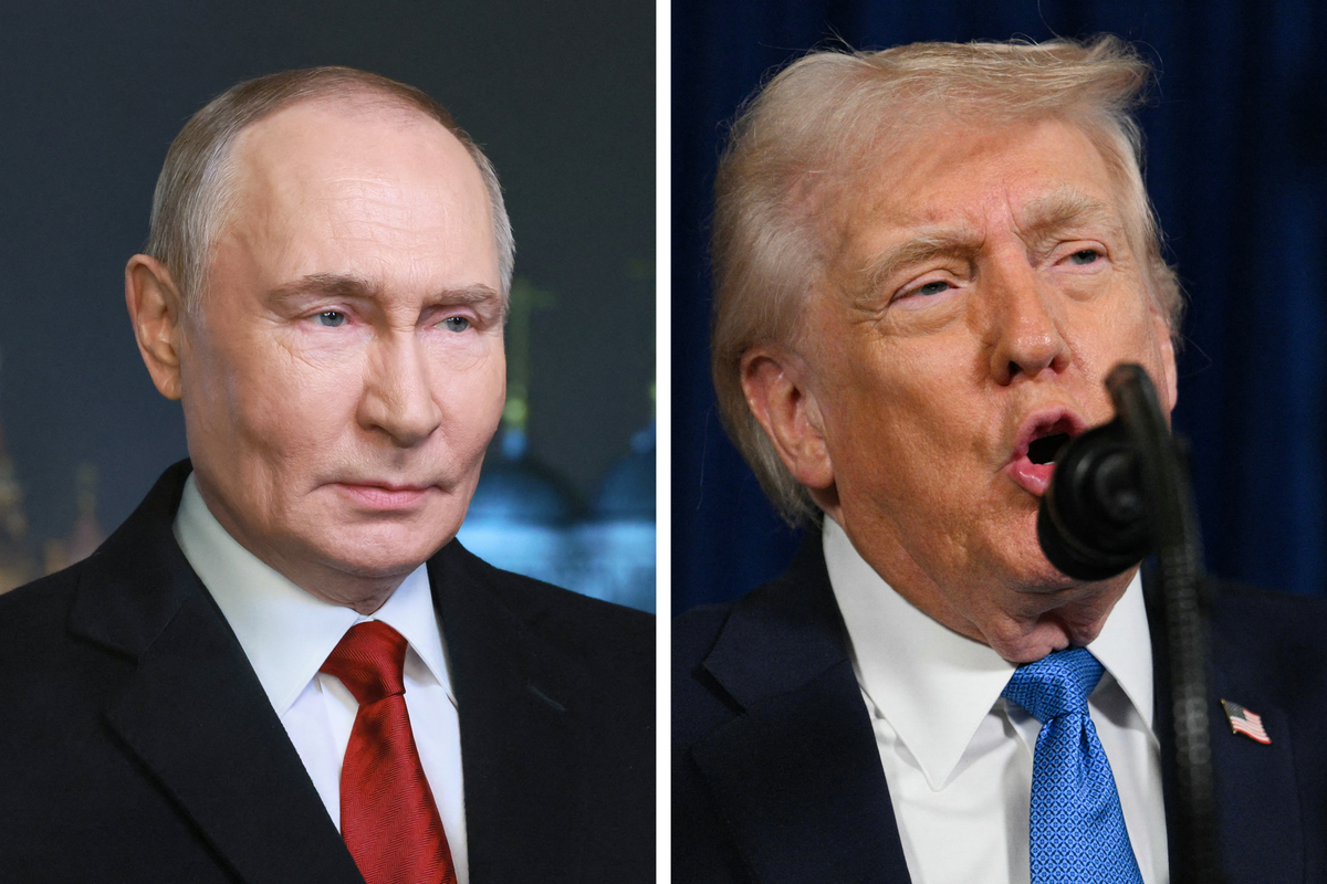 Left, Vladimir Putin. Right, Donald Trump.