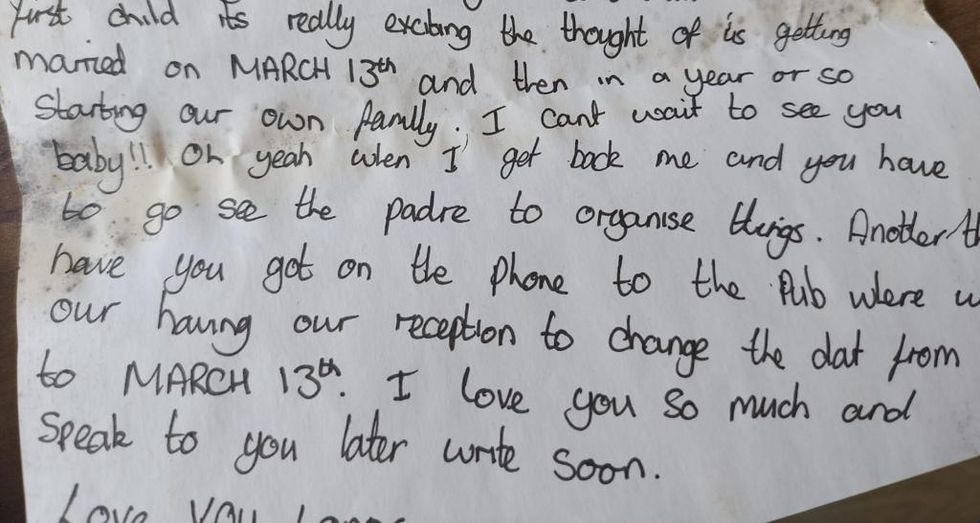Letter from Matt Neve while he was deployed in Iraq, to his fiancee Zoe (PA/ Help for Heroes).