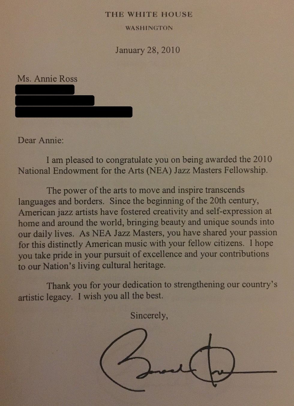 Letter from President Barack Obama (RCS/PA)