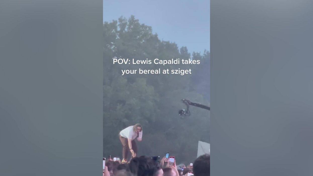 Hilarious moment Lewis Capaldi takes fan's BeReal on-stage at festival