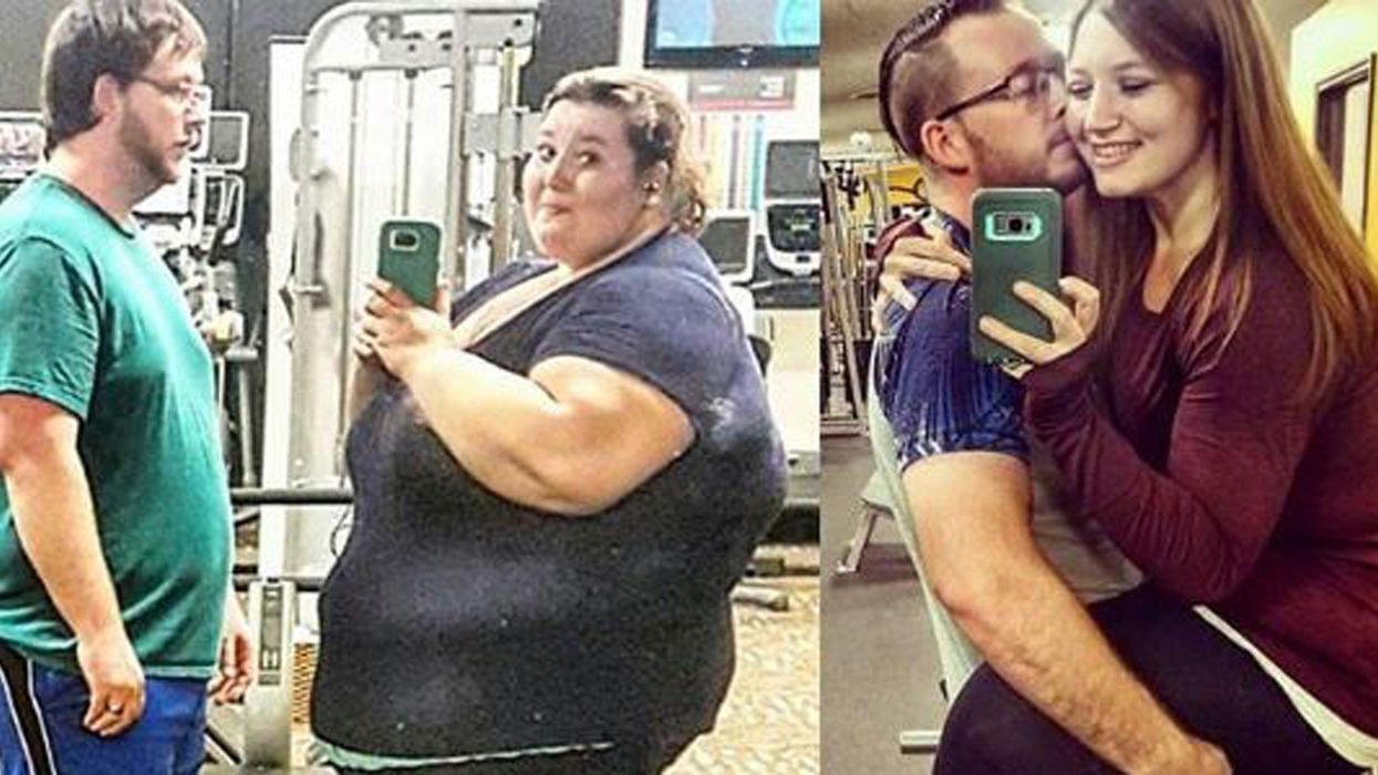 Lexi Reed and her husband Danny, before and after their weight loss