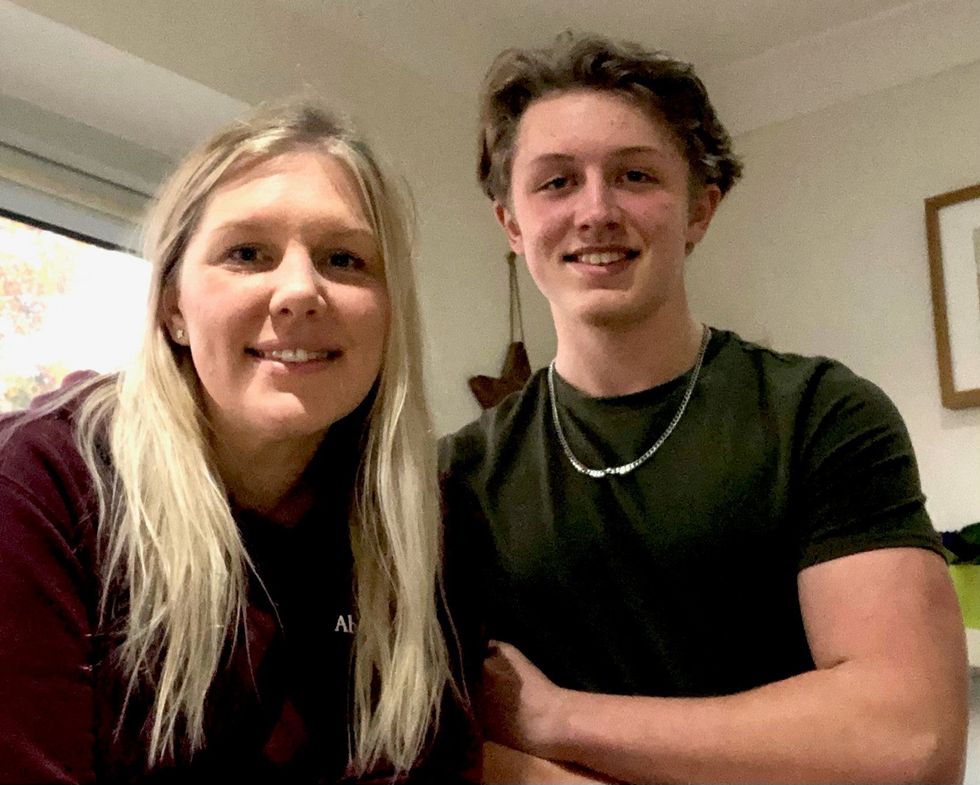 Liam Apps (right), with his mother Katie Pollitt. Liam noticed on his paper round that one woman\u2019s newspapers were piling up