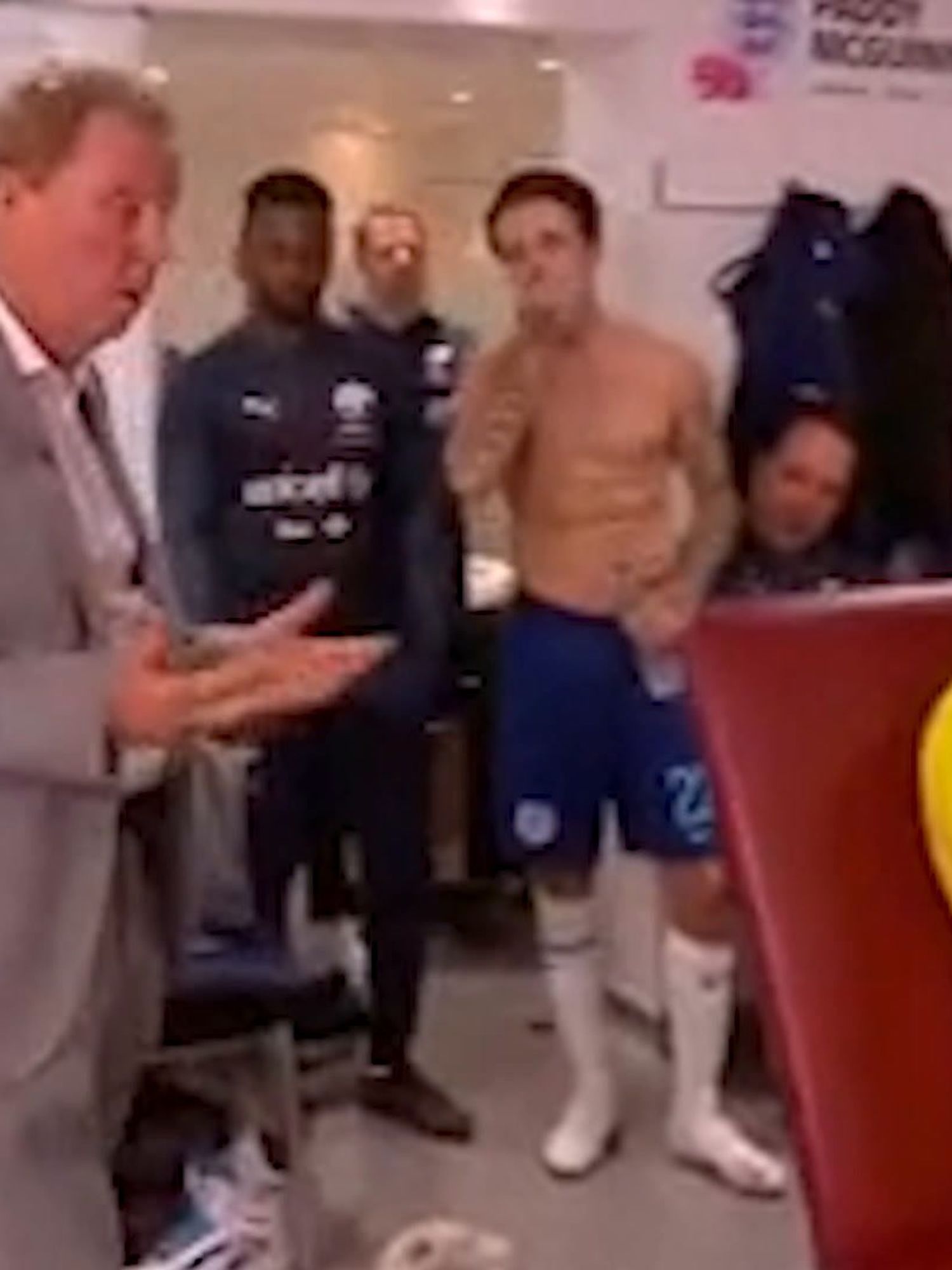 Liam Payne 'flexes' in Soccer Aid changing rooms at half time