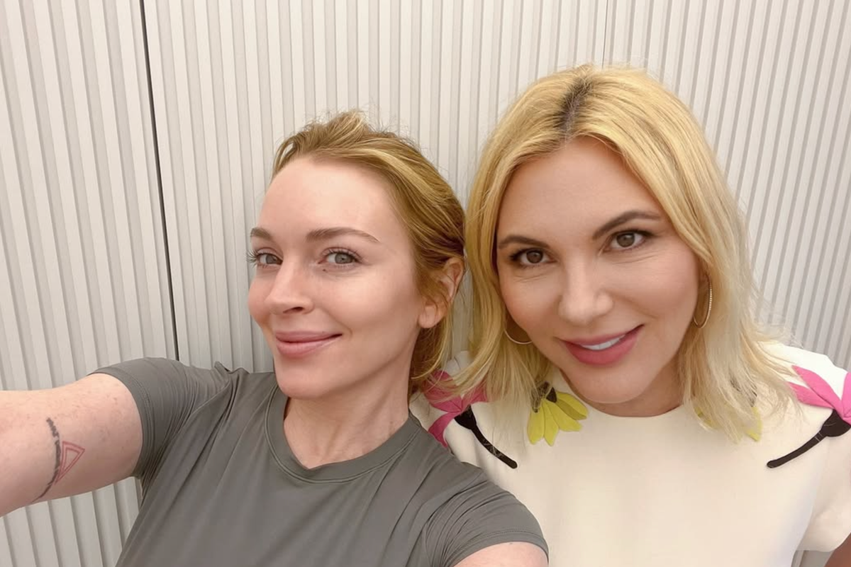 Lindsay Lohan poses alongside Dr Radmila Lukian at her clinic