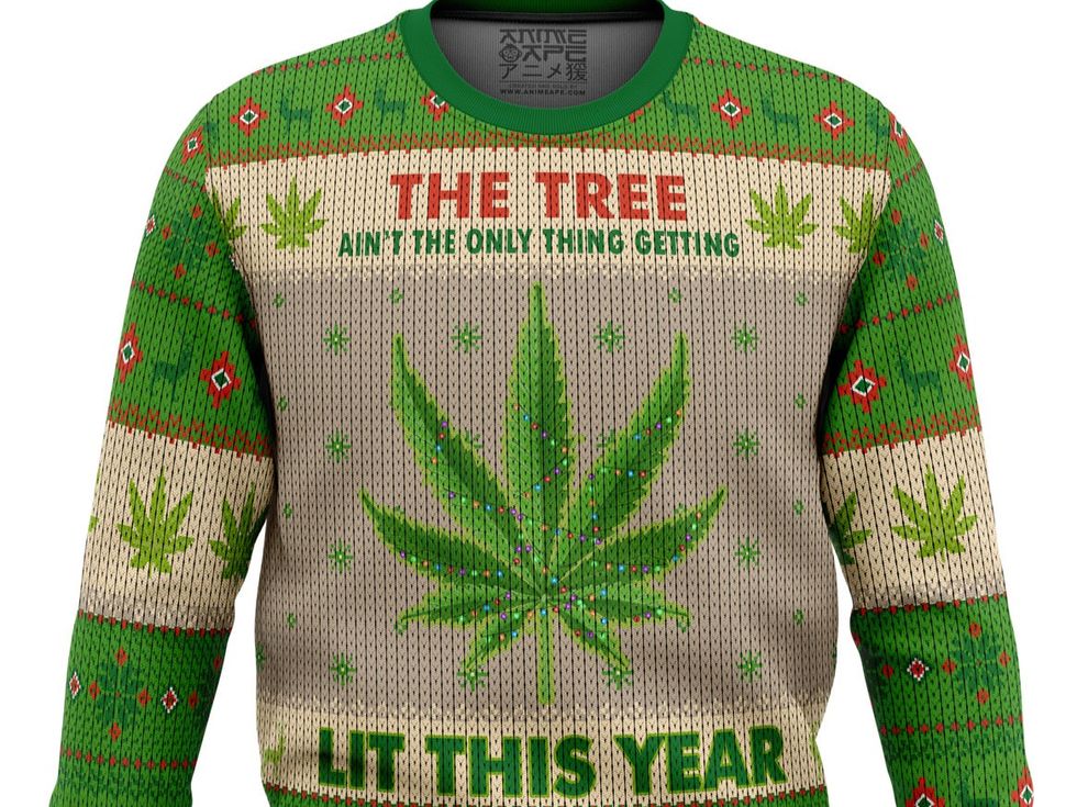 Lit This Year Weed Ugly Christmas Sweater