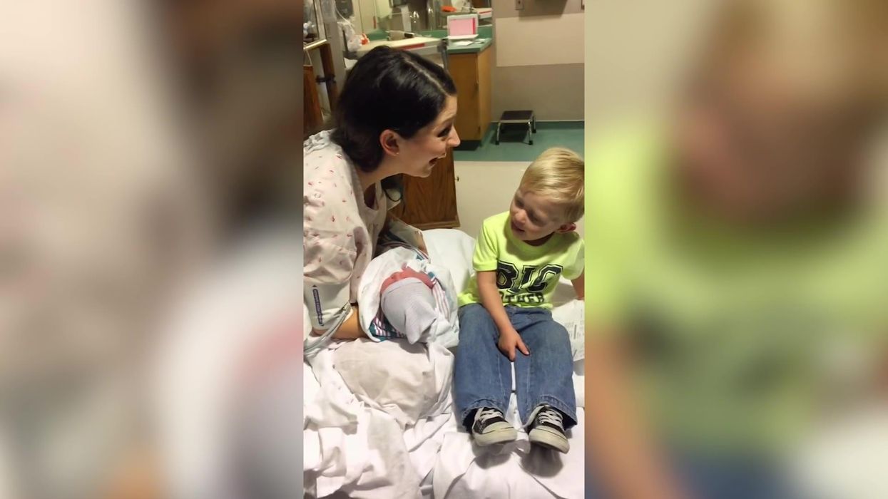 Little boy savagely welcomes new baby sister by saying 'I don't care'