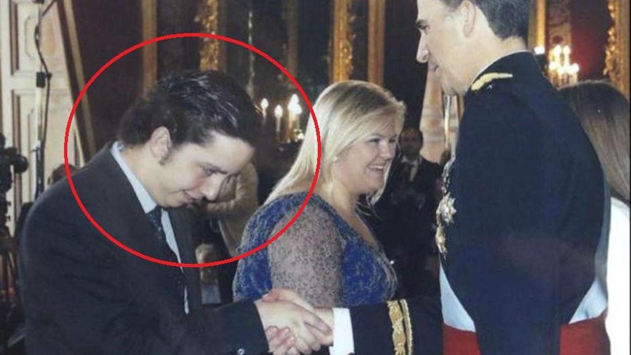 'Little Nicolas' shaking the hand of the new king, Felipe VI, at the Royal Palace last June