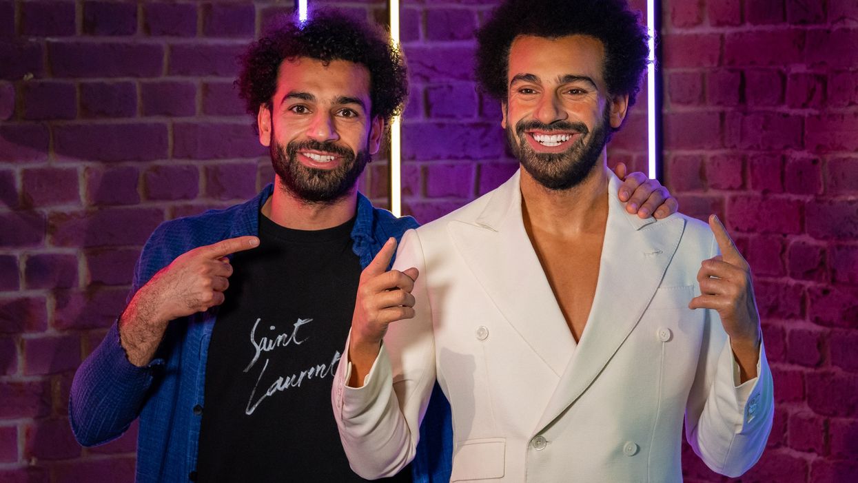 Liverpool footballer Mohamed Salah at the unveiling of the new figure of himself at Madame Tussauds London (Aaron Chown/PA)
