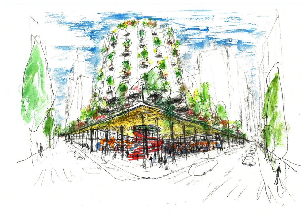 Living Systems proposes a green hospital design which takes a multi-sensory approach and includes an in-house marketplace of local produce (PA)