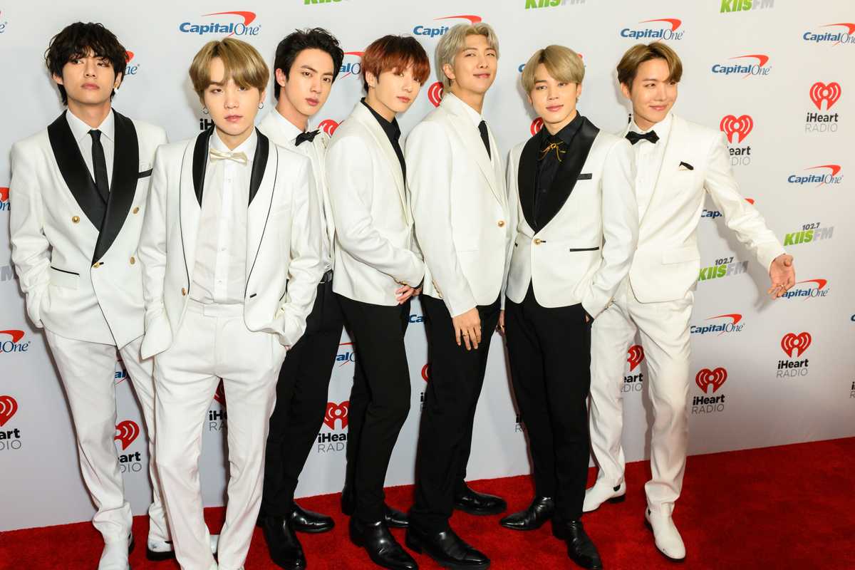 <p>Los Angeles, California / USA - December 6 2019: South Korean boy band BTS arrives for the KIIS FM's iHeartRadio Jingle Ball at the Forum Los Angeles in Inglewood, California on December 6, 2019</p>