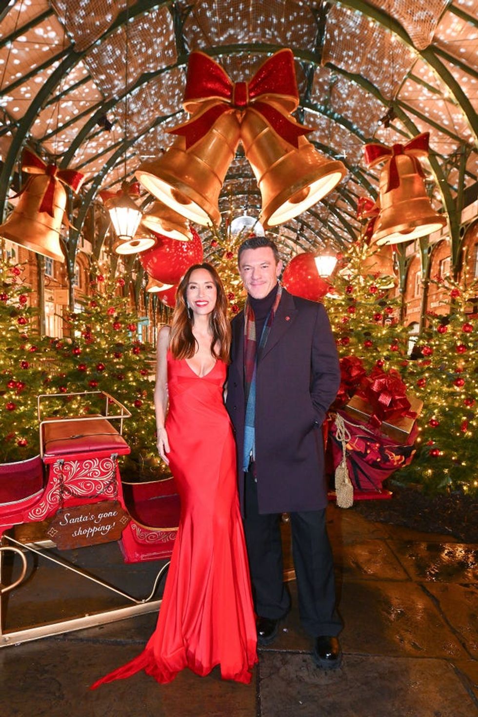 Luke Evans and Myleene Klass at the Christmas lights event at Covent Garden