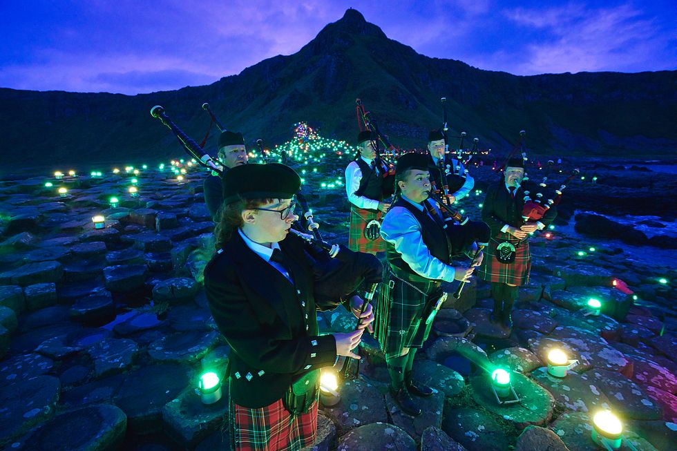 Lumenators create artwork at the Giant’s Causeway