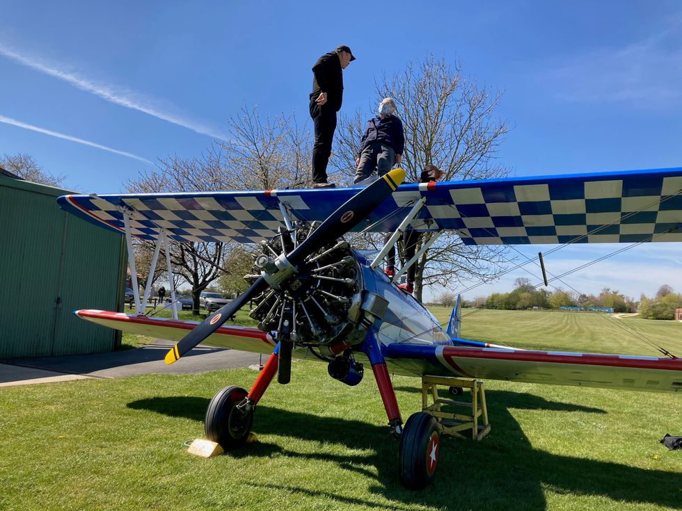 <p>Lyn Mitchell, 90, gets ready to take part in her charity wing-walk challenge (Macmillan Cancer Support/PA).</p>