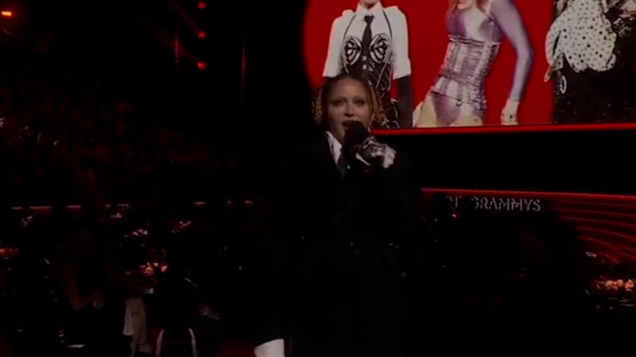 Awkward moment Madonna has to ask audience to cheer for her speech at Grammys