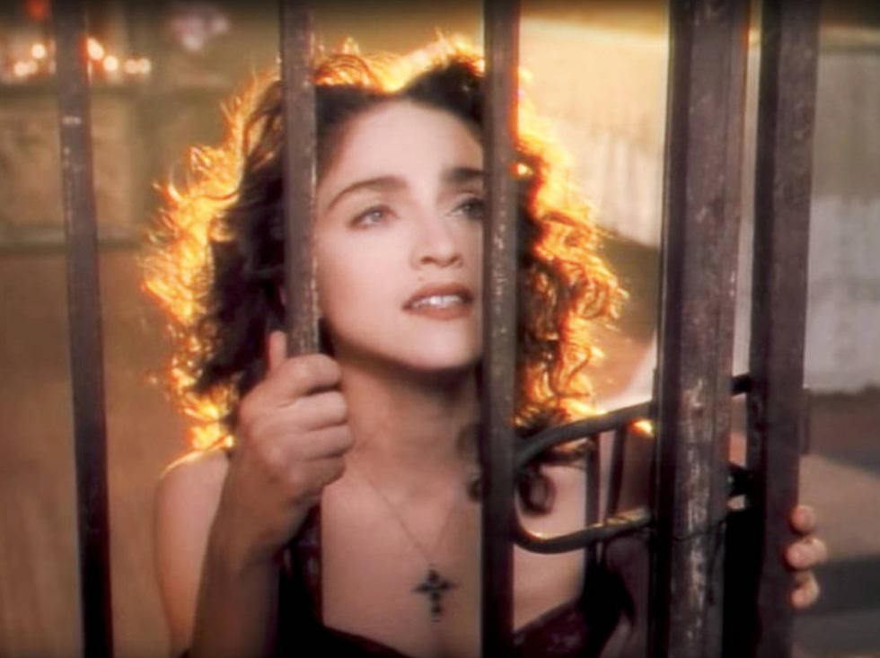 Madonna performing Like A Prayer in the 1989 music video