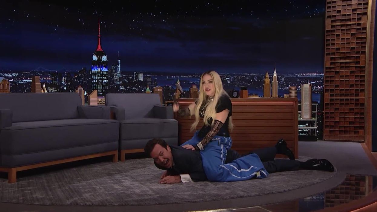 Madonna rides Jimmy Fallon like a horse on the Tonight Show