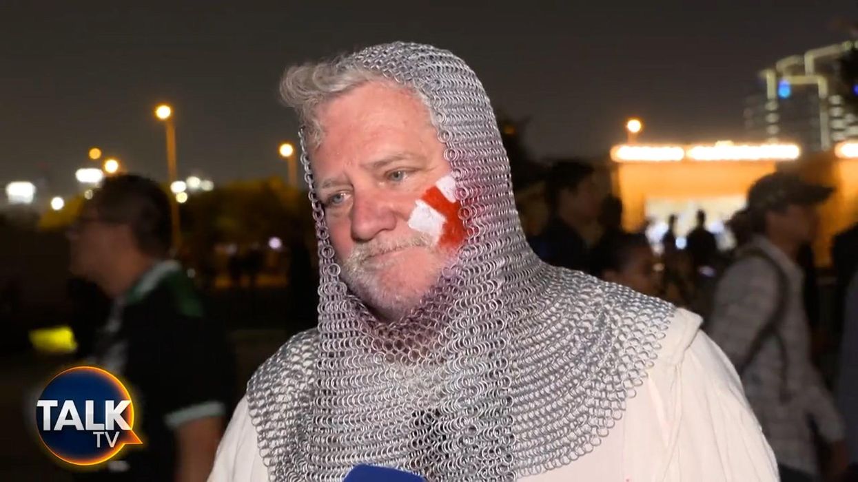Man dressed as a crusader criticises World Cup being hosted in Qatar