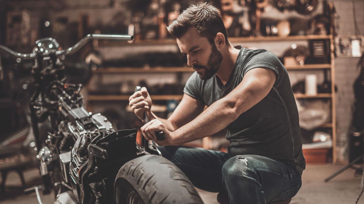 Man fixing a bike