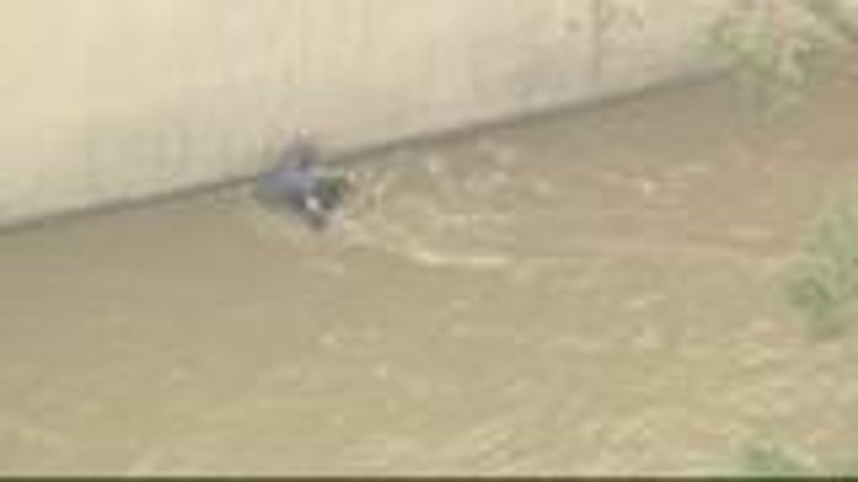 Suspect leaps from subway tracks onto building roof to escape police