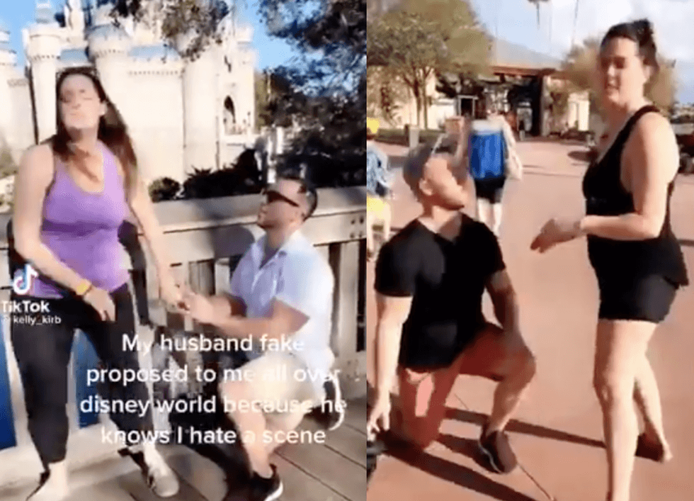 <p>Man pranks wife by pretending to propose to his partner in public</p>