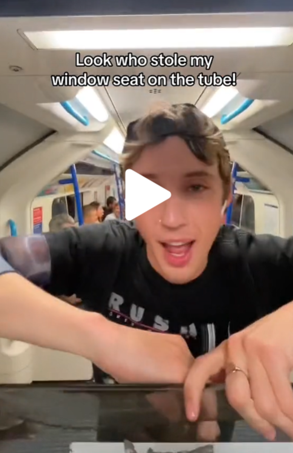 Man smiling and leaning forward