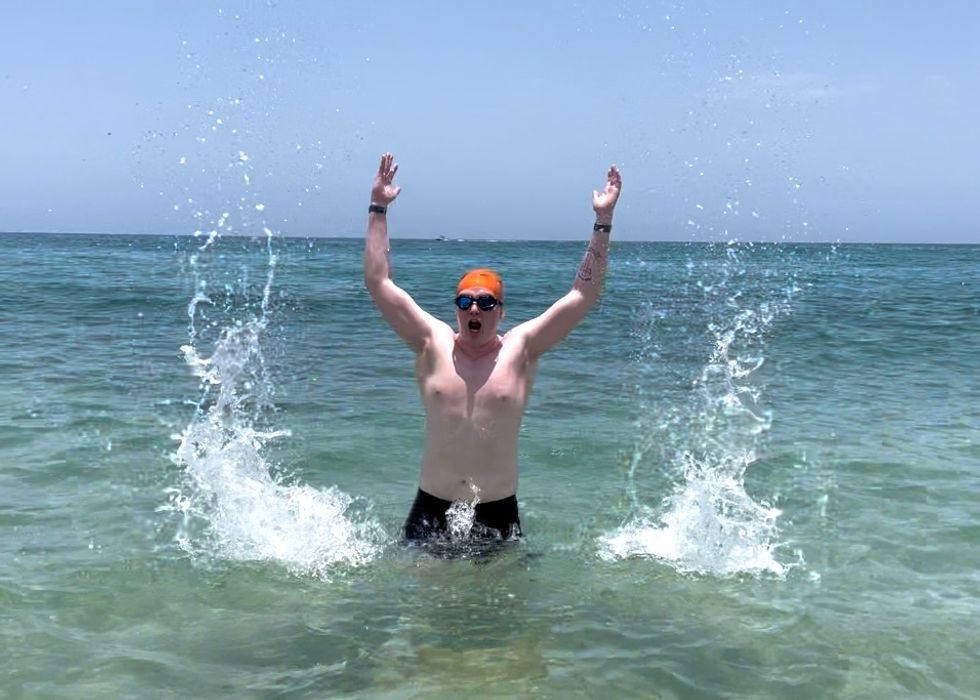 Man splashing in water