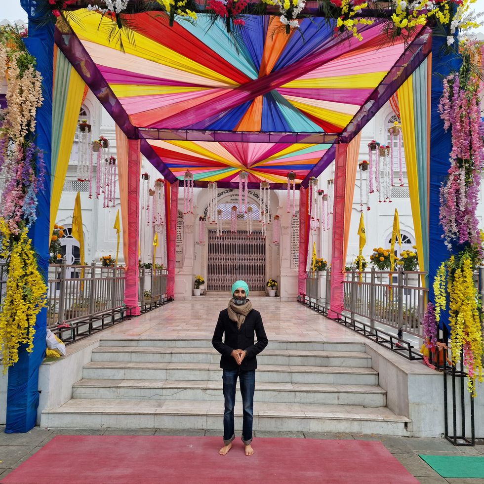 Man standing and looking ahead