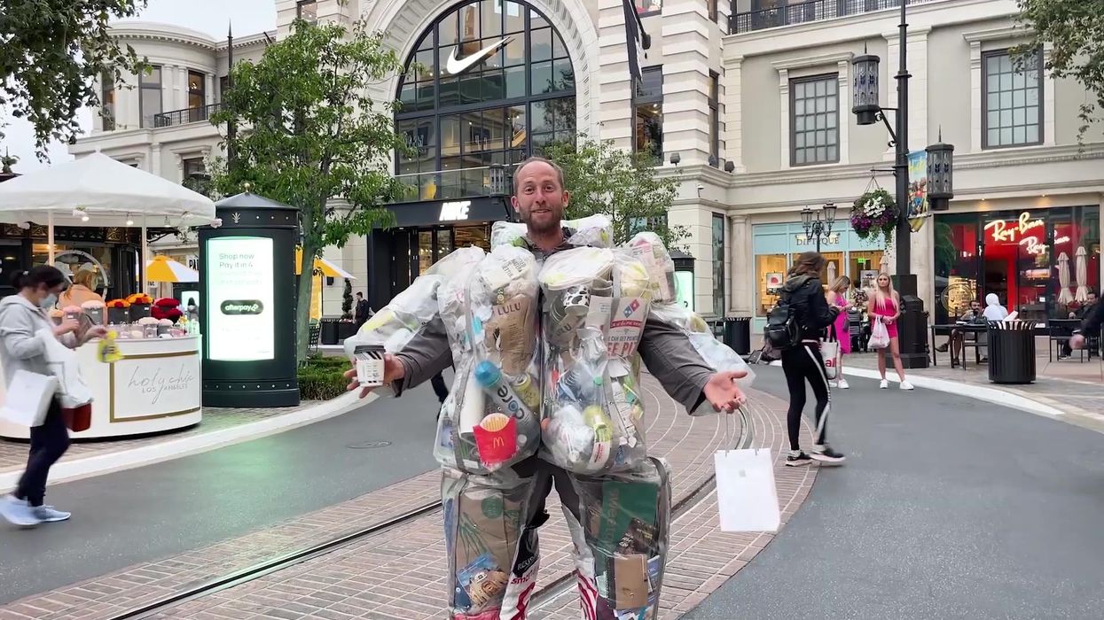Man wears own trash for a month to show how much waste we create