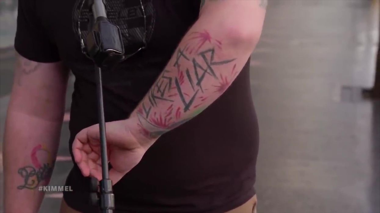 Man with 'nobody likes a liar' tattoo tells Jimmy Kimmel he's been loving the Winter Olympics