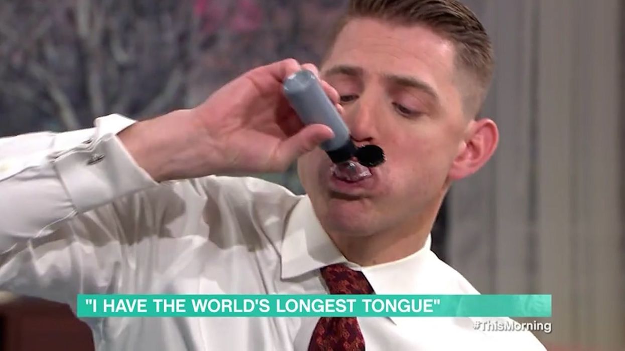Man with 'world's longest tongue' uses it to paint in bizarre This Morning segment
